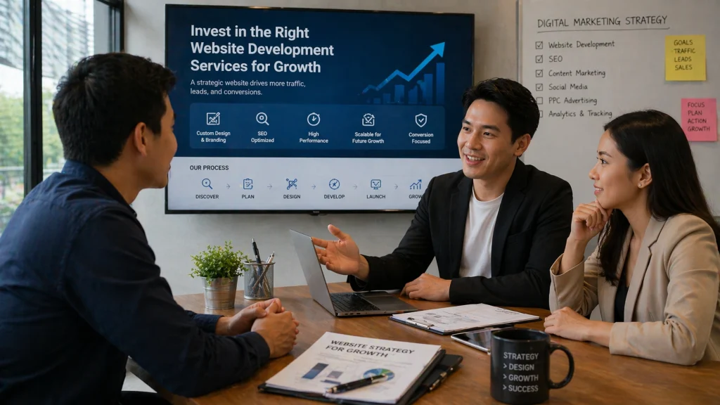 Business consultation on website development services strategy