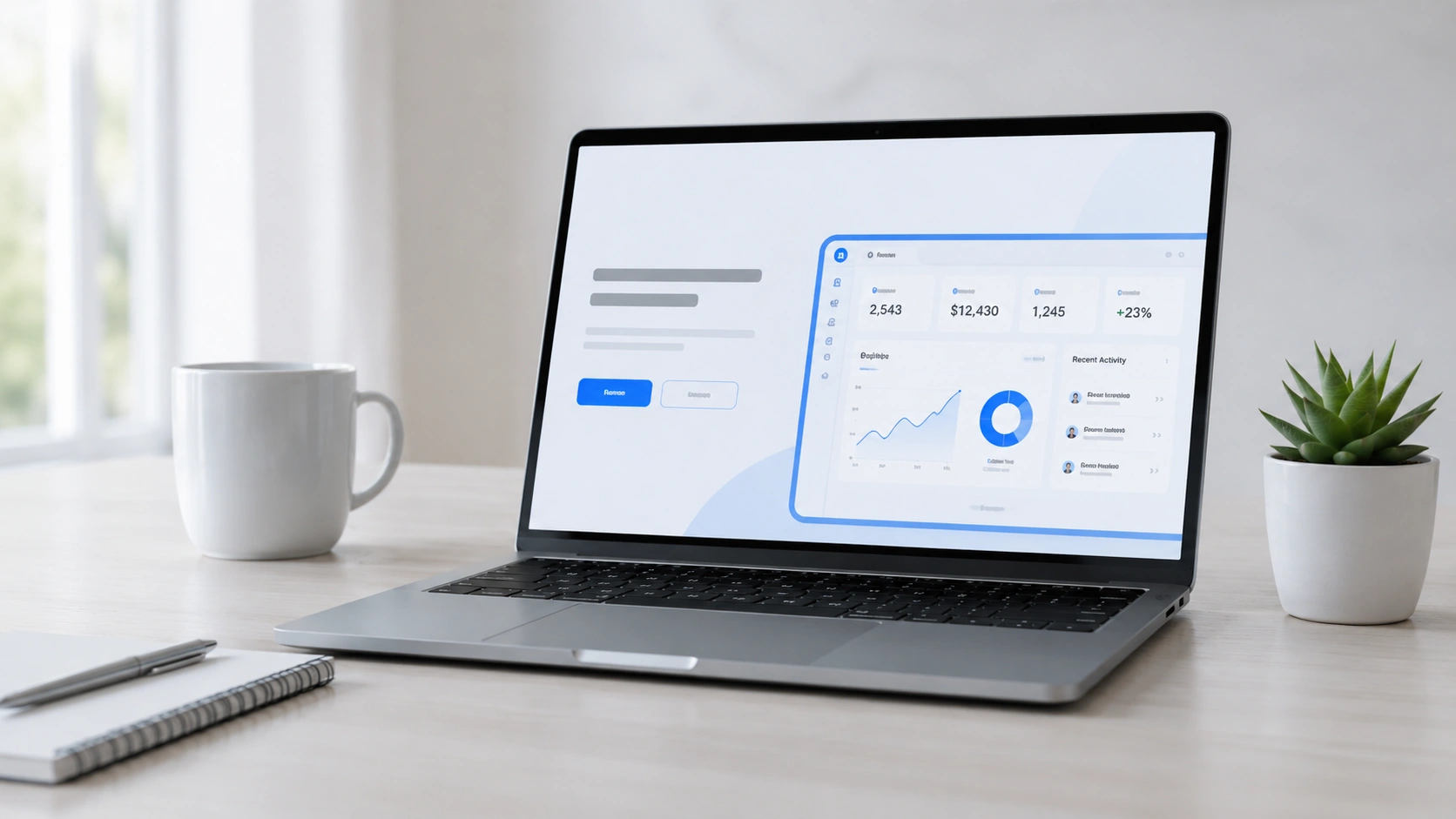 SaaS website development dashboard on laptop for better conversions