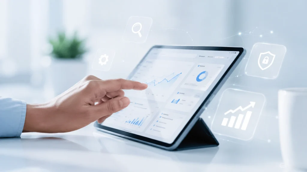 SaaS website development interface with performance tracking