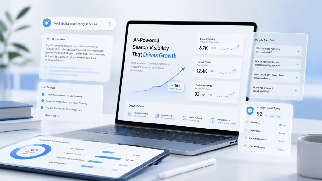 Digital marketing services strategy with AI search tools