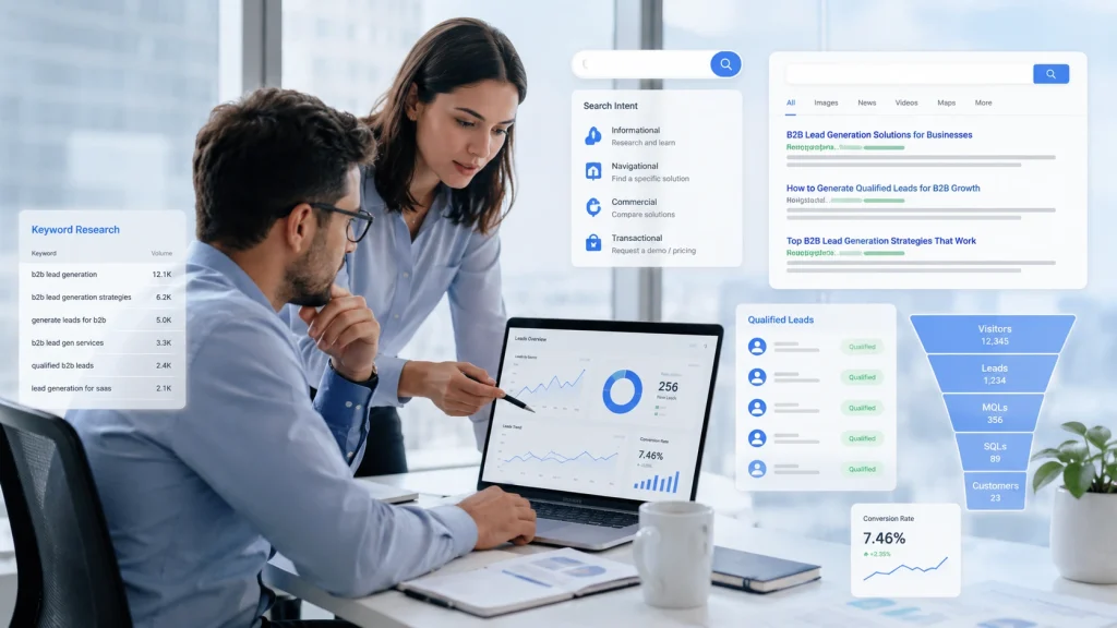 B2B digital marketing strategy like B2B SEO services turns SEO searches into qualified leads
