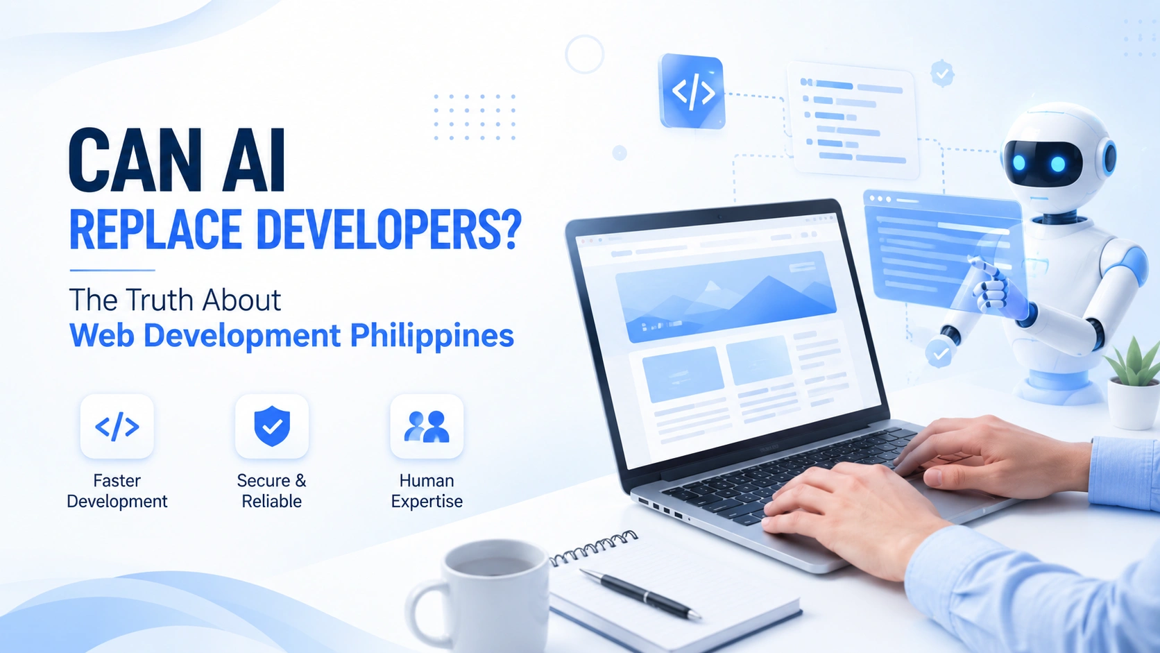AI and developers collaborate on secure web development Philippines projects.