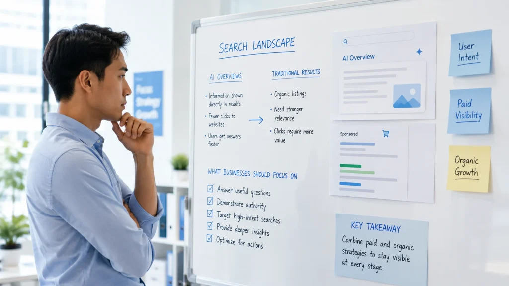 AI overview ads shaping organic clicks, paid visibility, and search strategy