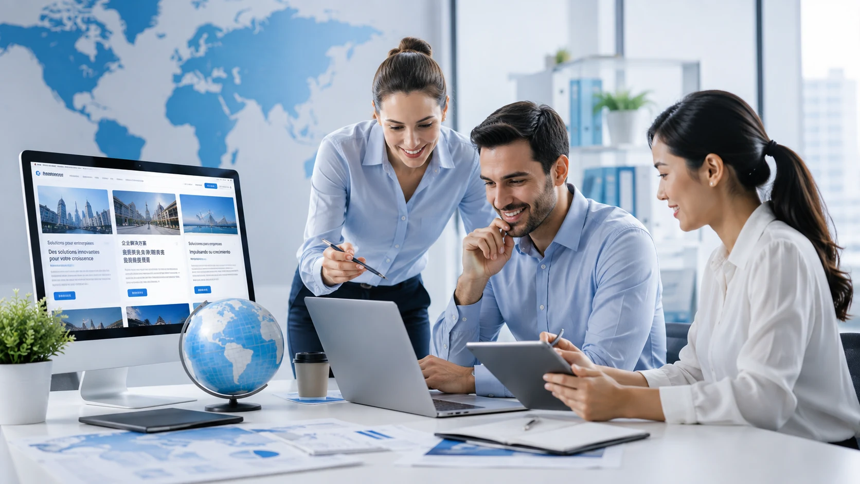 International SEO team optimizing multilingual websites for global AI search visibility