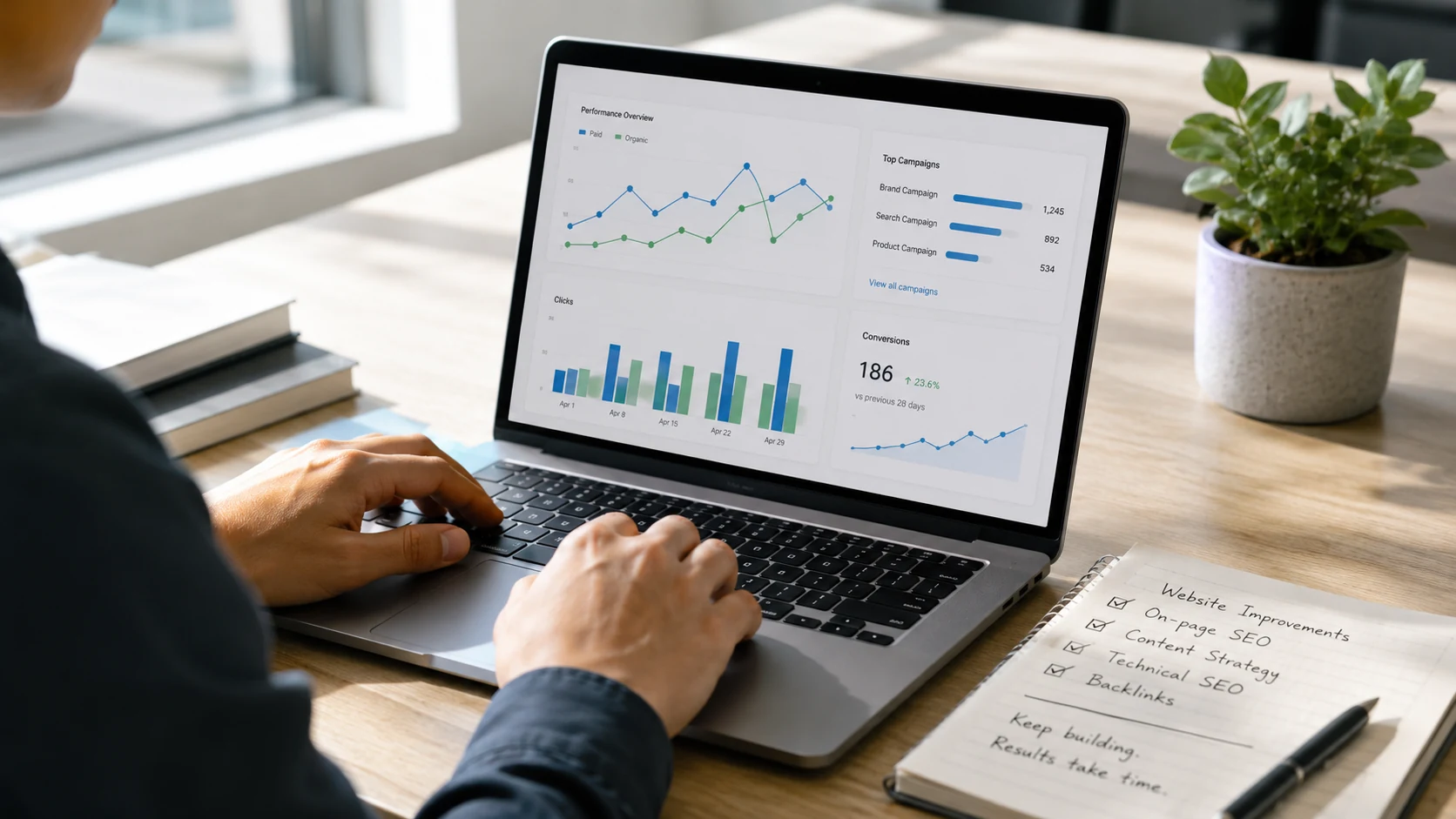 PPC services professional reviewing search visibility and campaign performance