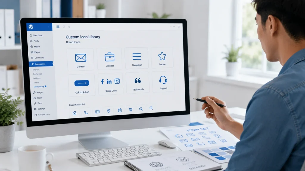 Web designing company using custom icon tools to create consistent website branding